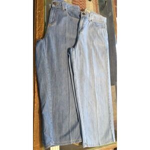 2 Pair Cropped LL Bean Jeans Womens 8 Regular Blue Denim Classic Fit Straight